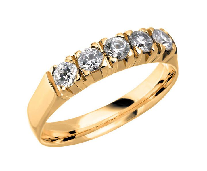 Memoire-Ring-585-Gelbgold-Breite3,7mm-5xDiamanten0,10ct.