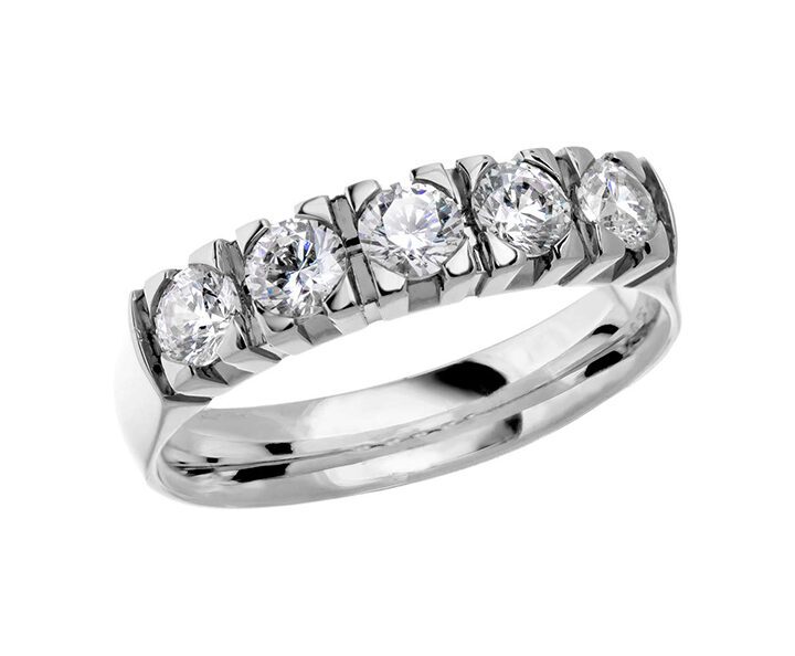 Memoire-Ring-585-Weissgold-Breite4,1mm-5xDiamanten0,15ct.