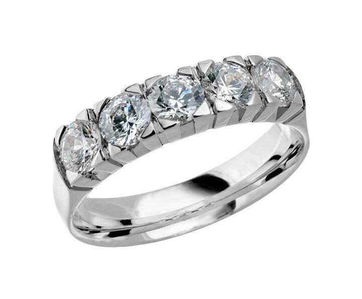 Memoire-Ring-585-Weissgold-Breite4,4mm-5xDiamanten0,20ct.