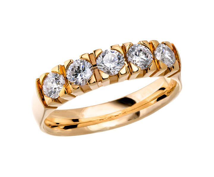 Memoire-Ring-585Gelbgold-Breite4,1mm-5xDiamanten0,15ct.